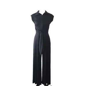 Shareen Vintage 1970s inspired black jersey silk jumpsuit